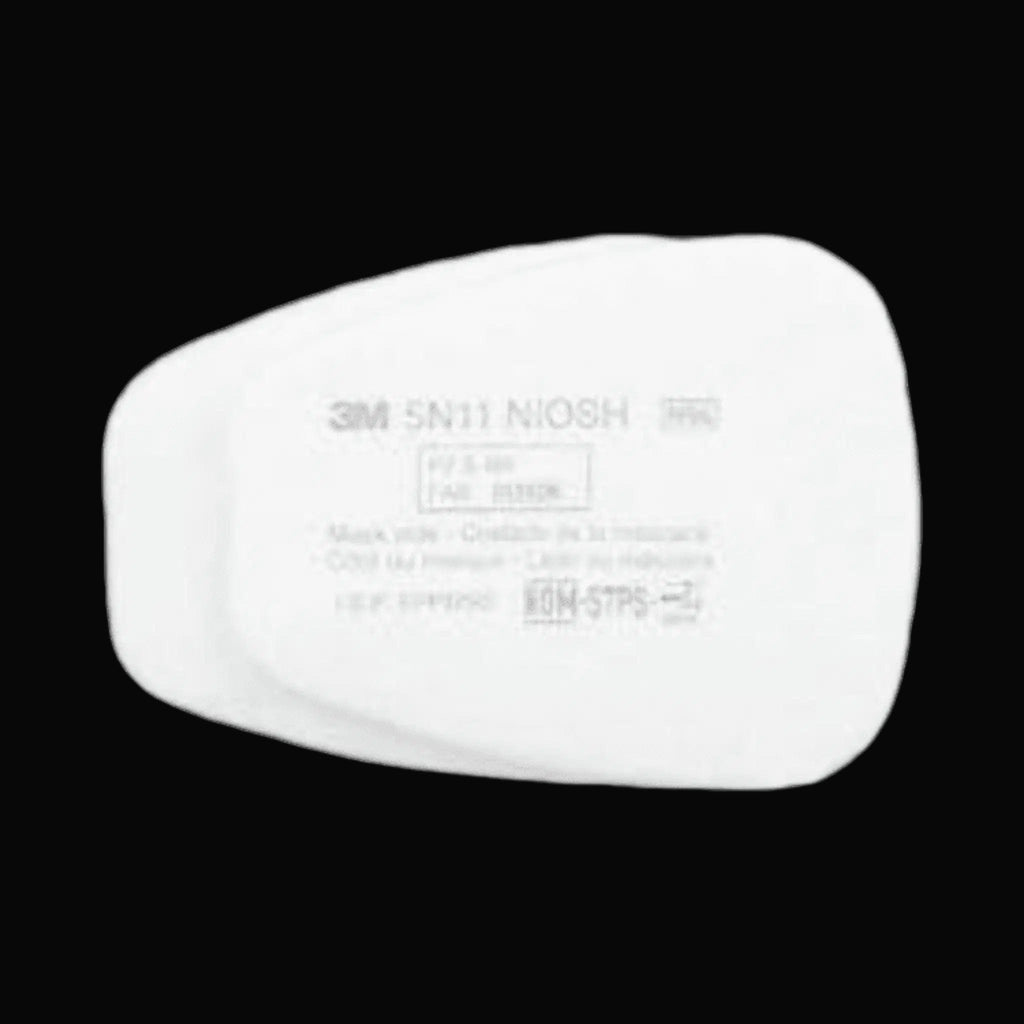 3M 5N11 particulate filter package on a black background