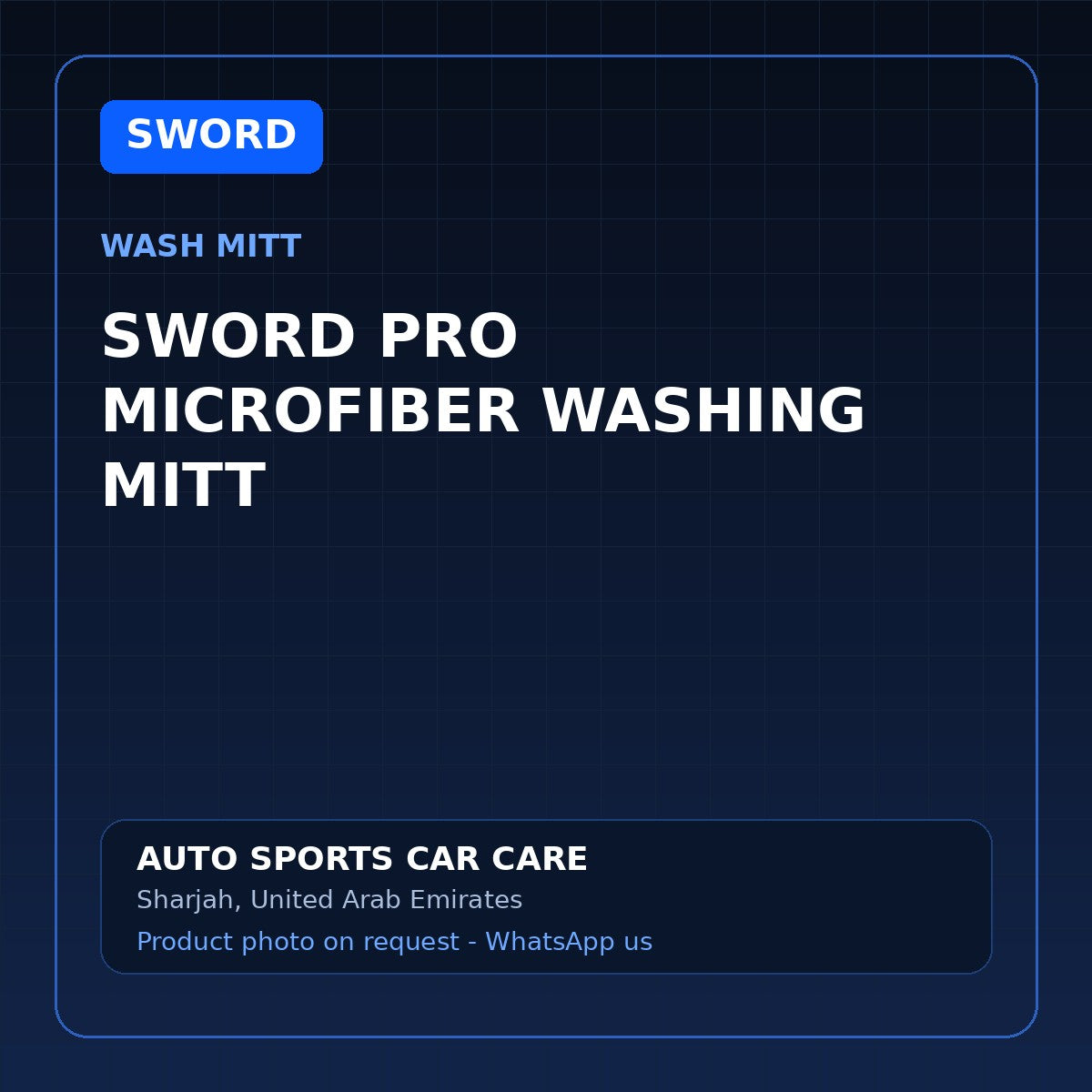 SWORD PRO MICROFIBER WASHING MITT – SWORD Wash Mitt – AUTO SPORTS CAR CARE, Sharjah UAE (catalogue image)