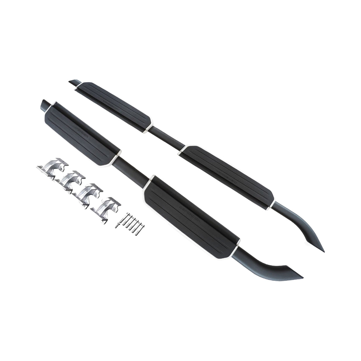 Land Rover Defender Fixed Side Step – Black/Silver with Logo VPLEP0392SLLG – AUTO SPORTS CAR CARE
