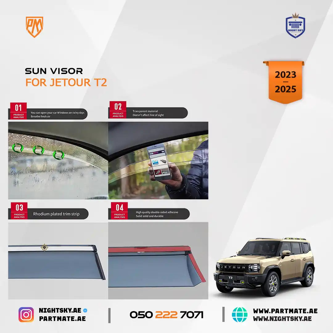 Jetour T2 window visors and rain guards — original supplier image 4