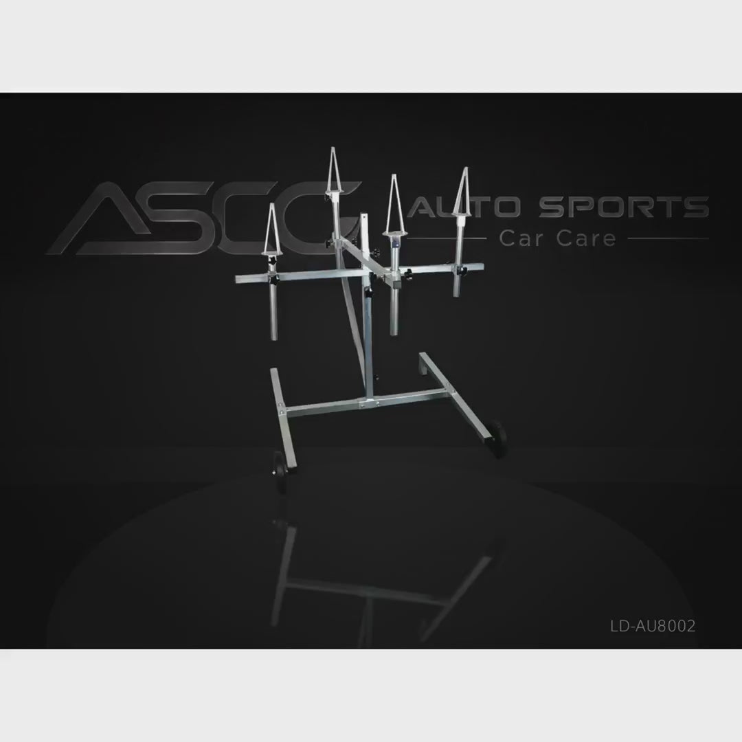 Multi-Holder Automotive Painting Stand - LD-AU8002 - product showcase video (AUTO SPORTS CAR CARE)