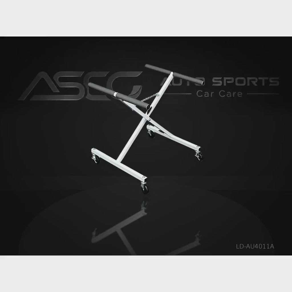 Mobile X-Type Automotive Panel Stand - LD-AU4011A - product showcase video (AUTO SPORTS CAR CARE)