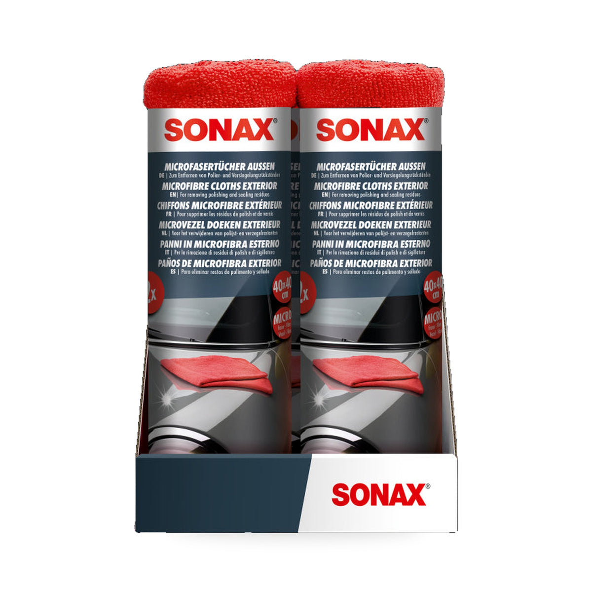 SONAX Microfibre Cloth Exterior – 04162410, 40 x 40 cm, 2 Pieces – SONAX | AUTO SPORTS CAR CARE