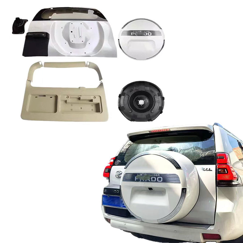 Toyota Prado FJ150 rear door and spare tyre cover kit, 2014–2018, kit and installed view
